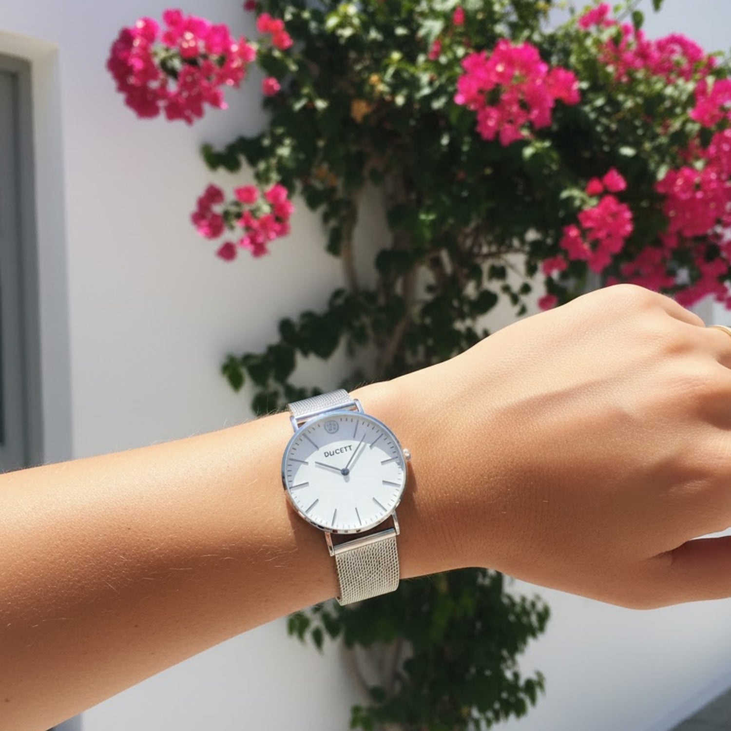 sfeerfoto-white-mesh-zilver-horloge-1